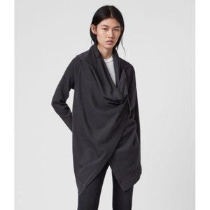All Saints NWOT Gray Ivy Drape Jersey Cardigan Sweatshirt XS